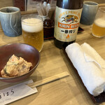 Soba Ishihara - とりあえずビール　お通しが美味しかったぁ‼️