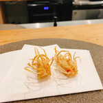 てんぷら 一心 - 車海老の唐揚げ