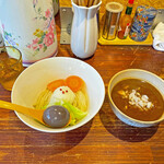 シゲジン - 「ビーフつけ麺」¥900（少なめ:160g、赤ワイン玉子付き）