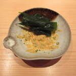 鮨 さかい - 鮟肝ソースの残りに若芽