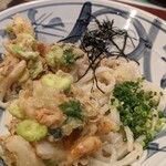 郷屋敷 - 小海老と新豆のかきあげぶっかけうどん