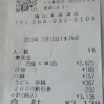 無添くら寿司 - レシート(2013.02.13)