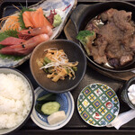 道楽かぬま ブルートステーキ - 料理写真:刺身サイコロステーキダブルランチ（１５００円）