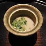 薪鳥新神戸 - 新玉葱のすり流し + 三重県産 あおさ