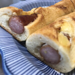 粉とクリーム - 断面に着目する。ゴルゴンゾーラにウインナー