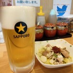 横浜ラーメン 北村家 - ビール＆キャベチャー