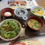 Sukiya - コチラはカミさんのネギ玉牛丼ミニのサラダセット。何となく豪華に見える