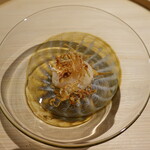 温石 - 鱧と新玉ねぎの生つくね、フライドオニオン鯛のお椀、