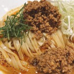 担々麺 くろおに - 汁なし担々麵白、餃子セット