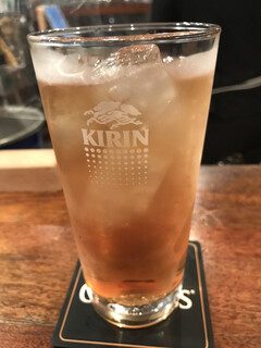 東京立ち飲みバル - 万年茶割り。色んな健康的なものをブレンドしたお茶割り。何がどうは分からないけど味も結構好きだわ（笑）