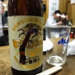 Hosakaya - ビール（小）350円　グラスはアサヒだが、ビール自体はキリン（笑）