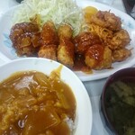 とんかつ 一 - ミックス定食（1,350円）全景