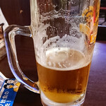 Maguro Yakitori Suda - 生ビール大850円。大の名に恥じない重さ。日本酒のラインナップもイイ感じでした