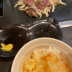 釜谷製麺 - ハラミと卵かけご飯