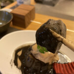 八百一本館 - きょうのお膳A（税込 2,500円）評価＝◎：【メイン】茄子とメバルの胡麻煮