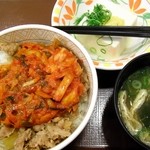 すき家 - ねぎキムチ牛丼並　健康セット