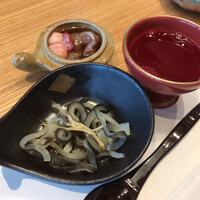 料亭 やまさ旅館 - 生血、エンペラの湯引き、肝の酢和え