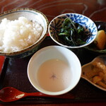 奥鎌倉 北條 - 蕪のスープ、金時草浸し、ご飯等