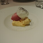 リストランテ カノフィーロ - 小豆とエスプレッソのティラミス　フランボワーズのジェラート