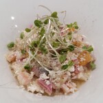 l'adour - ●ホワイトアスパラのムース、ホッキ貝と自家製からすみ