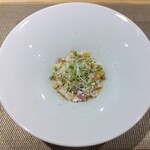 l'adour - ●ホワイトアスパラのムース、ホッキ貝と自家製からすみ