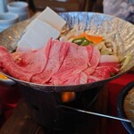 Sagami - 宮崎牛すき（煮）ロウで温めてる