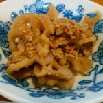 菊乃家本店 - お通し(れんこんのそぼろ煮)