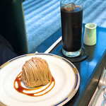 パンドラ - 【2022年04月】ケーキセット(モンブラン、アイスコーヒー)＠1,650円。
