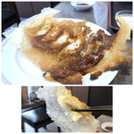 Chuukaryouri Tenjunrou - 追加で ◆焼き餃子(418円：税込）・・羽根がスゴイ。これは美味しいですし、メインが少な目でしたので追加して良かった。