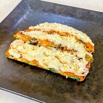 Cheese pork and kimchi pancake