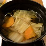 茶寮やまと家 - 天草大王・鉄板焼きを定食にした場合に付いてくる「だご汁」