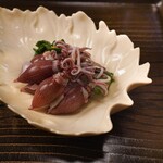 片折 - 白えびのあられ揚げ、壬生菜