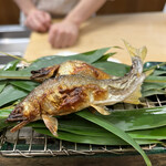 赤坂 菊乃井 - 昼懐石１３３１０円。鮎塩焼き。こちらで出される琵琶湖の鮎は、私の大好物です。香り、苦味、旨味と申し分ない鮎でした（╹◡╹）（╹◡╹）