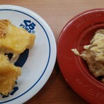 無添くら寿司 - 濃厚チェダーチーズ天にぎり、あぶりチーズポークカレー