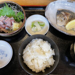 鈴むら - 鯵のたたきと塩焼き定食 ¥850 とっても美味！
