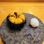 小判寿司 - 岩手県洋野町岩手広野町種市の殻つきウニとヤリイカの入ったシャリ