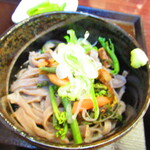 Teuchi Soba Sakura - 日替わりランチ・天丼ミニそばセット　１２５０円（税込）の山菜蕎麦のアップ【２０２２年５月】