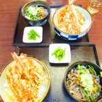 Teuchi Soba Sakura - ２人の日替わりランチ・天丼ミニそばセット　１２５０円（税込）【２０２２年５月】