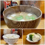 Hisamoto - こちらのご飯は炊き立てです♪
                        お味噌汁は何処となく懐かしさがある美味しさ♪
                        お漬物にも一切手抜きなし！