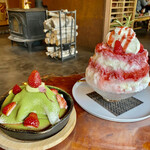 庭園喫茶錦 - 料理写真:苺大福パンケーキと苺氷