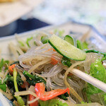 韓国薬膳料理 葉菜 - "雜菜（チャプチェ、からくにはるさめいため）"、胡瓜（そばうり）