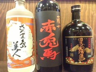 武州うどんあかねandみどりダイニング - (芋焼酎)左から、さつま島美人、赤兎馬、黒霧島