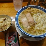 支那そば へいきち 二代目 - ワンタン麺大盛(まのけ)とチャー飯