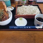 長寿庵 - ランチセット天丼に蕎麦はセイロ