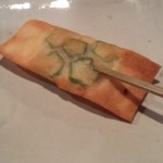 串かつ あーぼん - 定番のオクラの春巻きから。