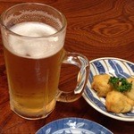 居酒屋ようちゃん - 生ビールと、つきだし 2013.2月撮影