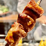 とり茶太郎 - 焼き鯛を背景に白レバーをいただきます