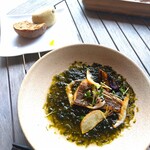 Tokiwatei M-Garden - ・真鯛のソテー ～青海苔のスープ仕立て～　・パン