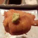 串かつ あーぼん - 北海道産ウニにタイラギ貝。