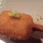 串かつ あーぼん - 胡麻豆腐を山葵と一緒に。